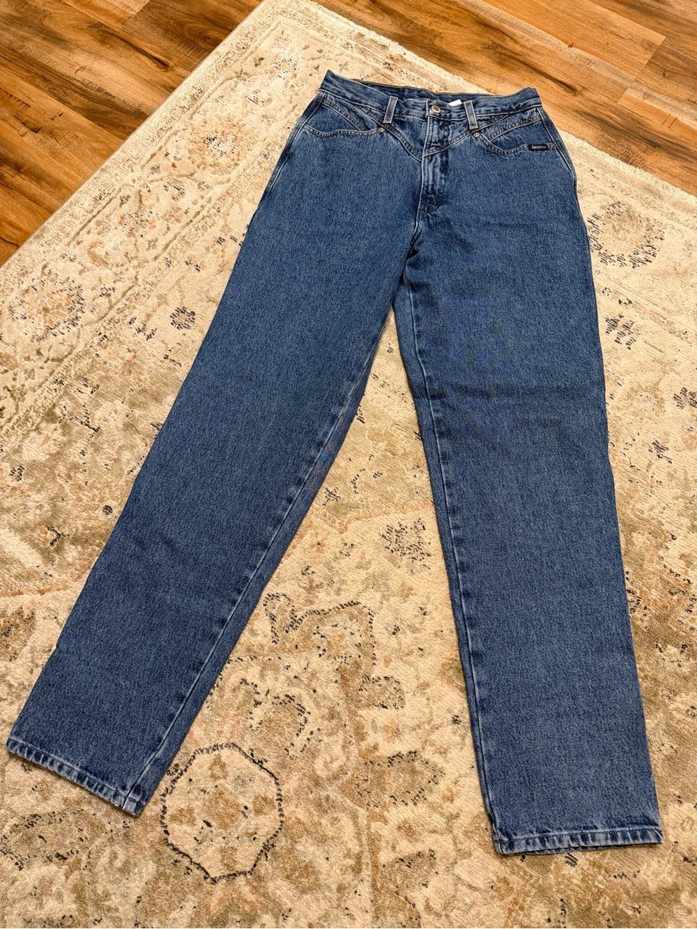 Vintage Rockies Denim Jeans in Dark Blue with Gold Stitching